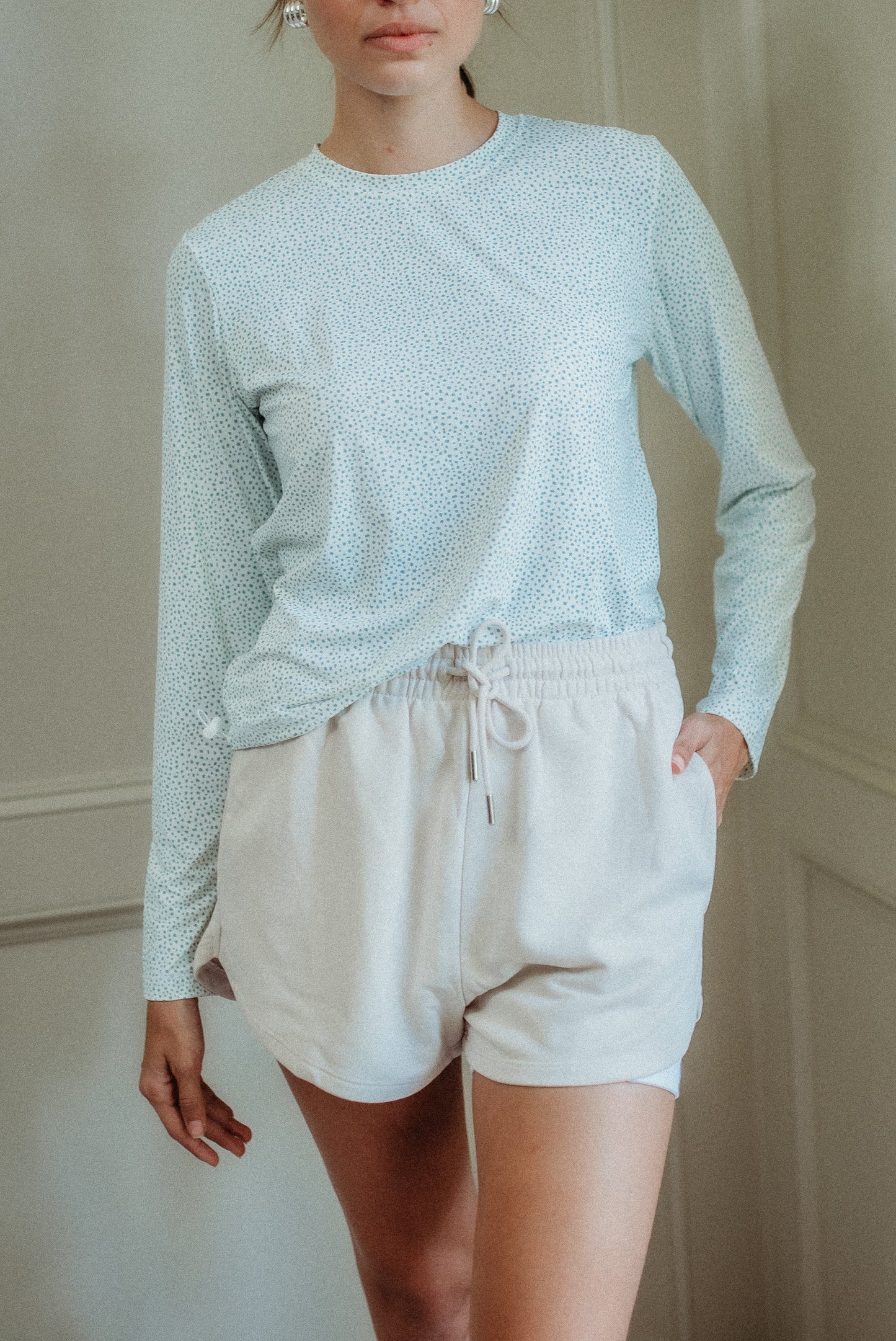 The Perfect Crop Shirt - Muted Blue Pebble