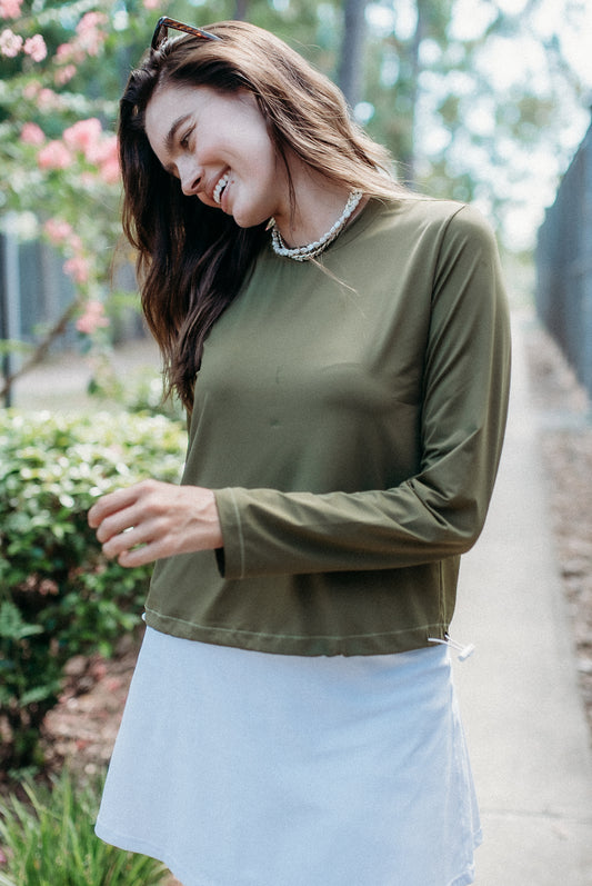 The Perfect Crop Shirt - Olive Green