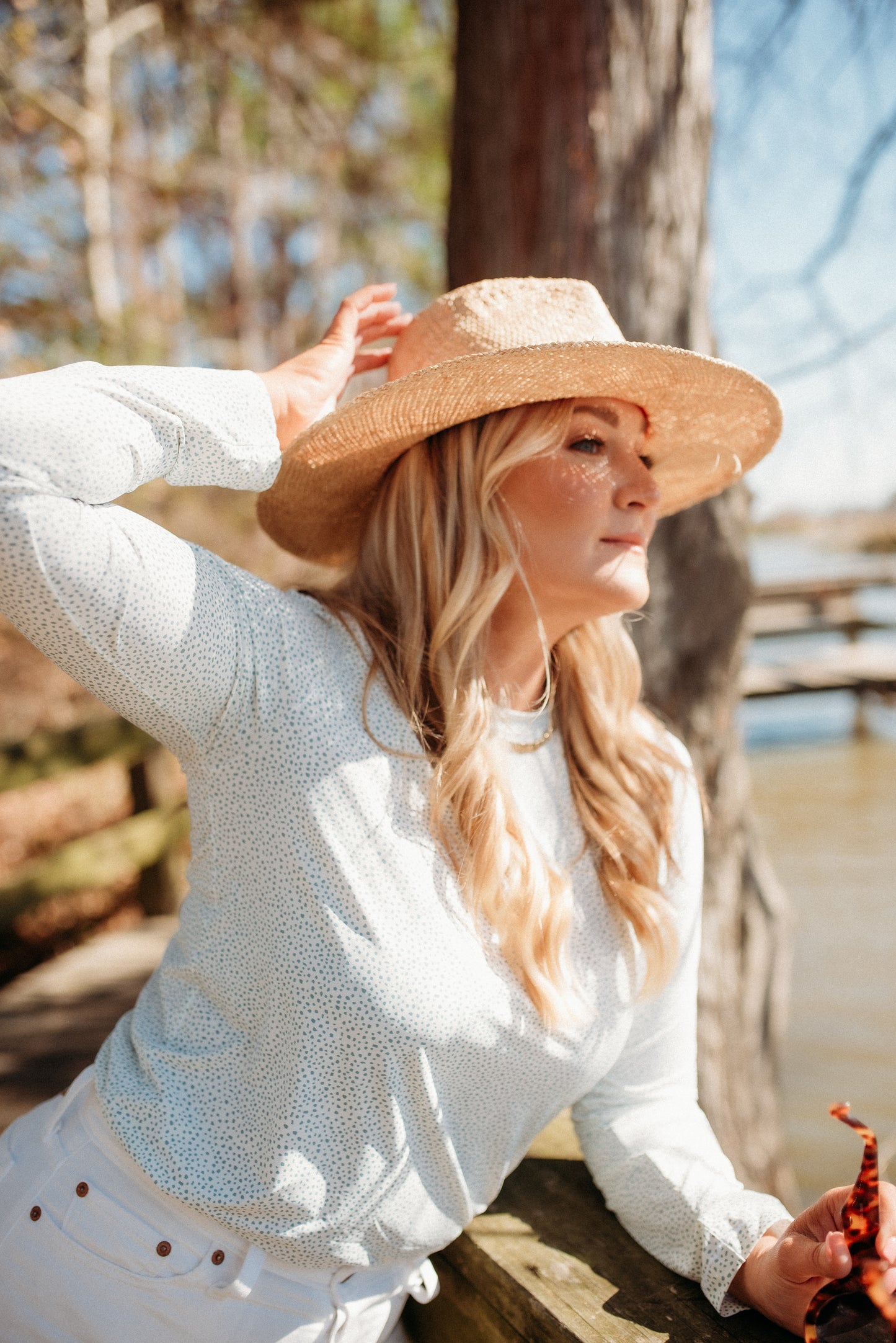 The Perfect Crop Shirt - Muted Blue Pebble